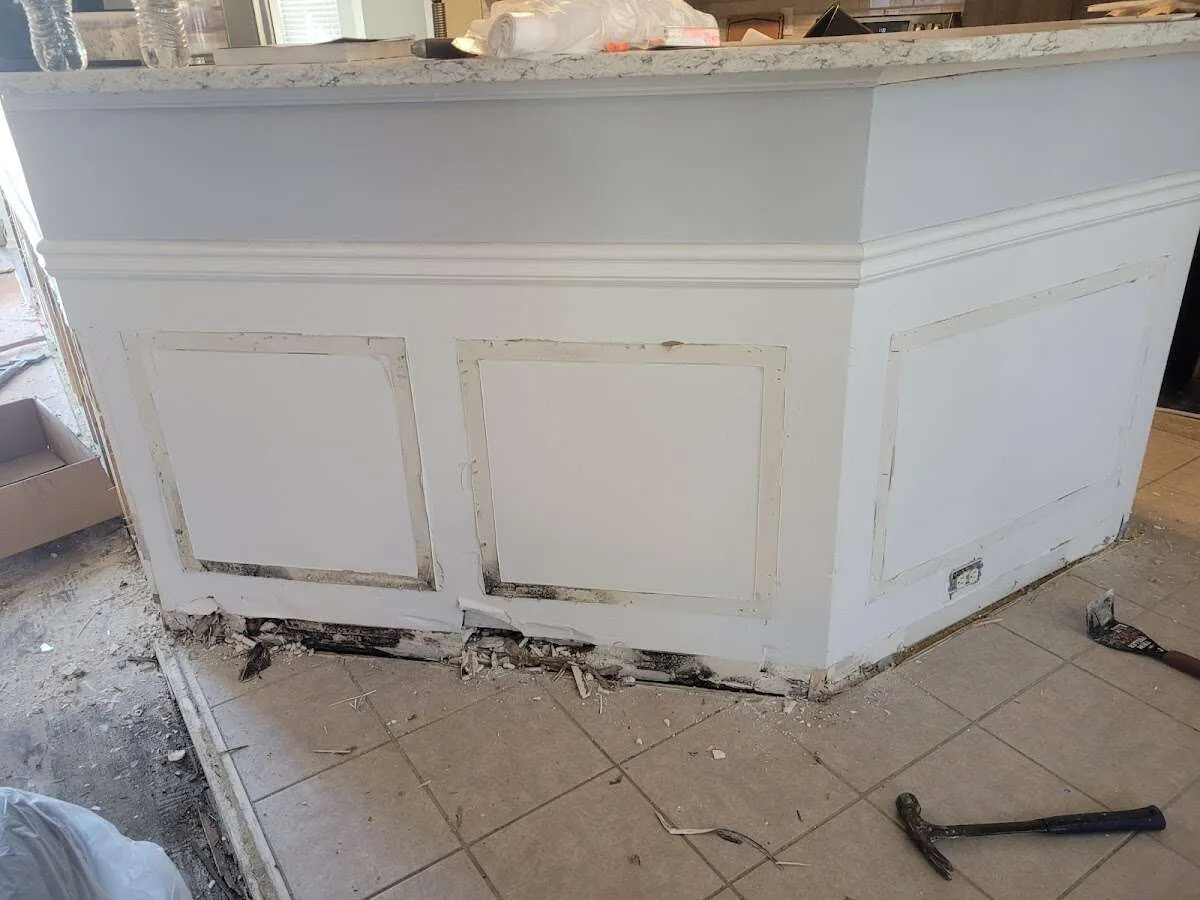 Water damage and mold on kitchen during Mold Inspection & Testing in Stokesdale